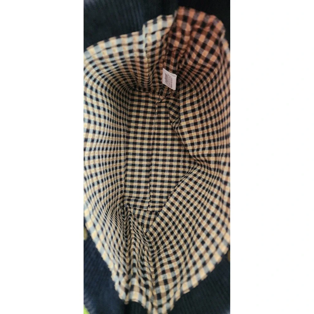Longaberger Corduroy Tote Bag Small Black Khaki Gingham Hand Bag Purse EXC